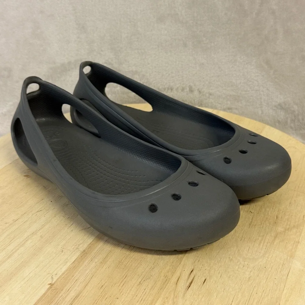 Crocs Kadee Flats Womens 9 Dark Gray Charcoal Ballet Slip On Comfort Shoes